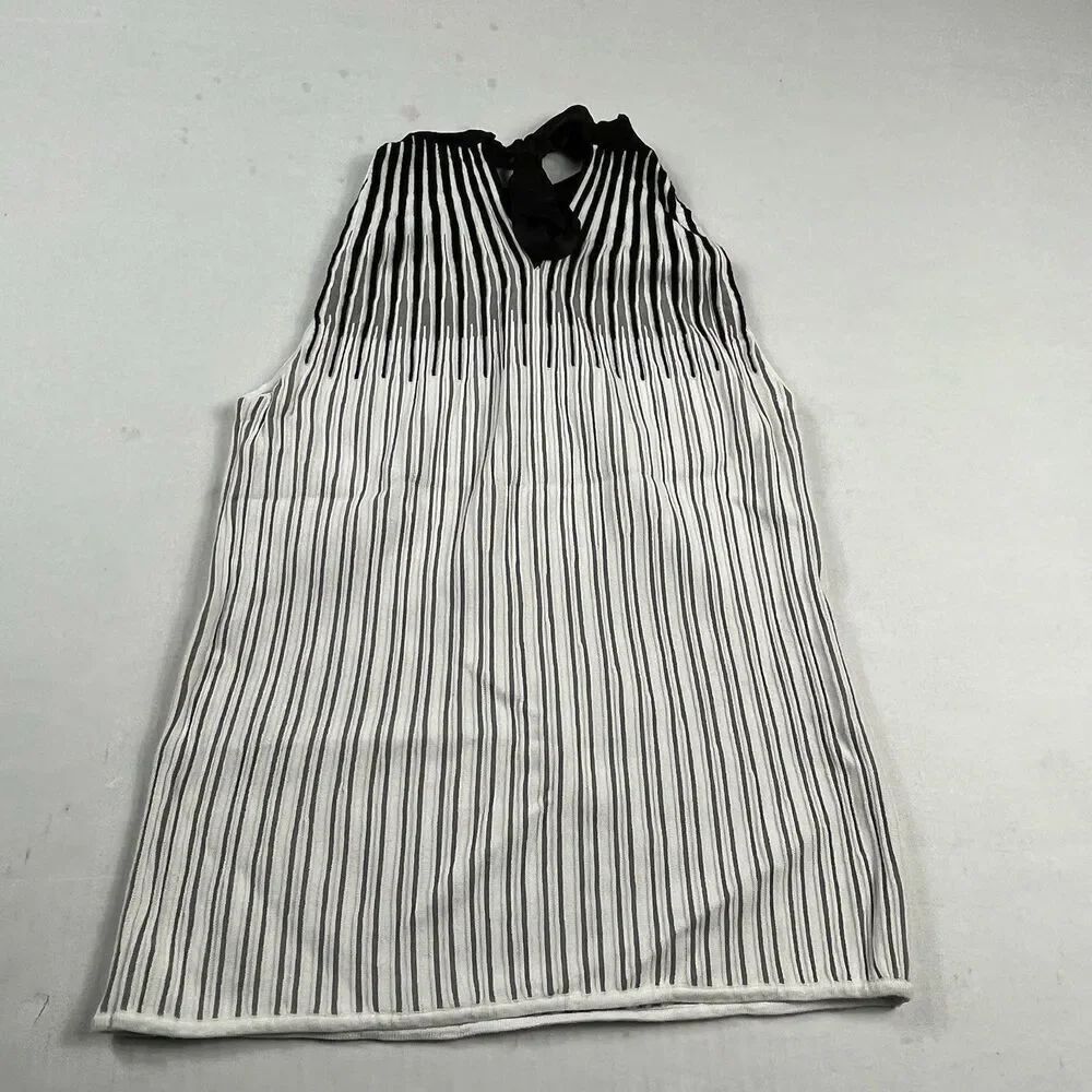 White House Black Market Halter Neck Top Striped Breathable Layering Blouse S - Picture 9 of 10